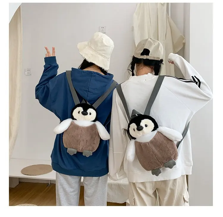 Cute Penguin Plush Backpack For Girls Khaki Penguin Plush Shoulder Bag Birthday Best Gift For Girls Soft Small Bag stylish and comfortable backpacks