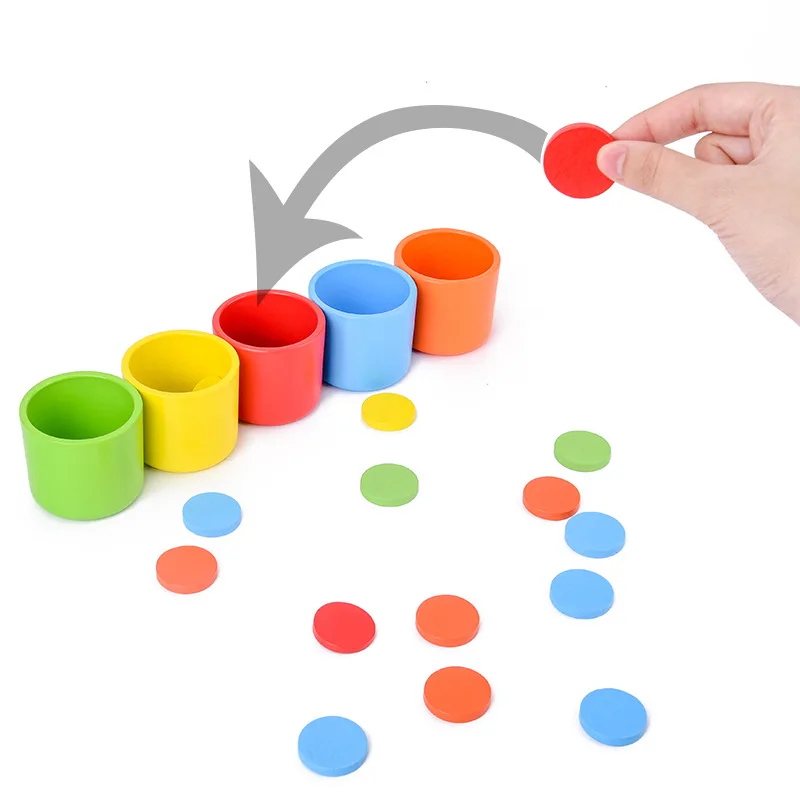  Montessori Color Classification and Matching Cup Kids Early Educational Toy for Children Baby Woode