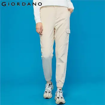 

Giordano Women Pants Ankle-length Cargo Pants Cotton Banded Cuffs Slant Pockets Solid Pantalones Mujer 05429316