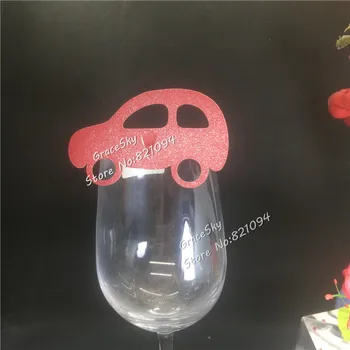 

50pcs Free Shipping laser Cut Birthday party Car design Place name Cards Baby shower party Invitation Cup Cards party supplies