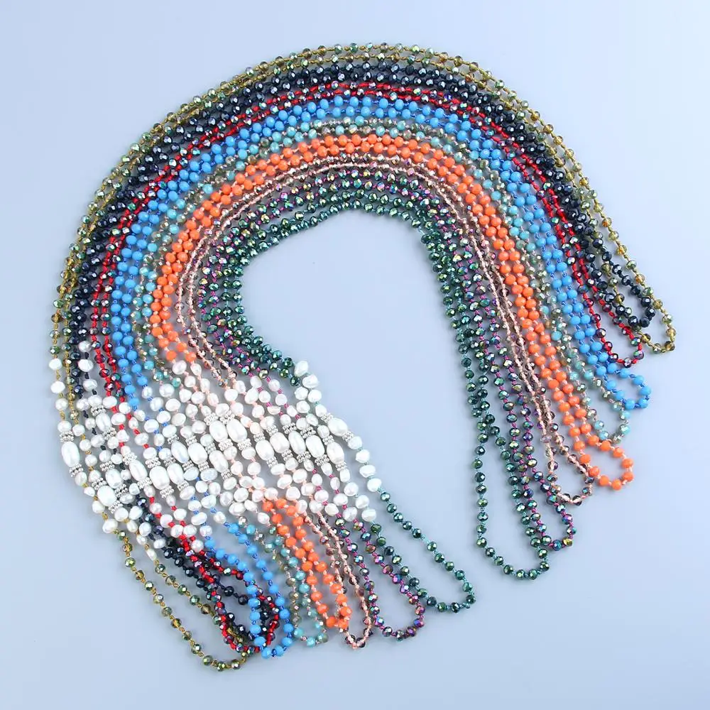 

KELITCH Pearls Shell Beads Necklaces Handmade Colorful Crystal Strand Statement Necklaces Chain for Women DIY Jewelry Dropship