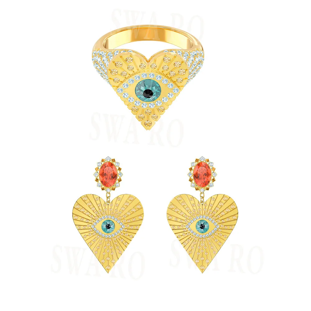Новинка года: комплект колье с подвеской Lucky Goddess Star золотого цвета с подвеской, подвеска в виде подковы, стрелы Купидона, кристалл в виде глаза демона, Женские Ювелирные изделия