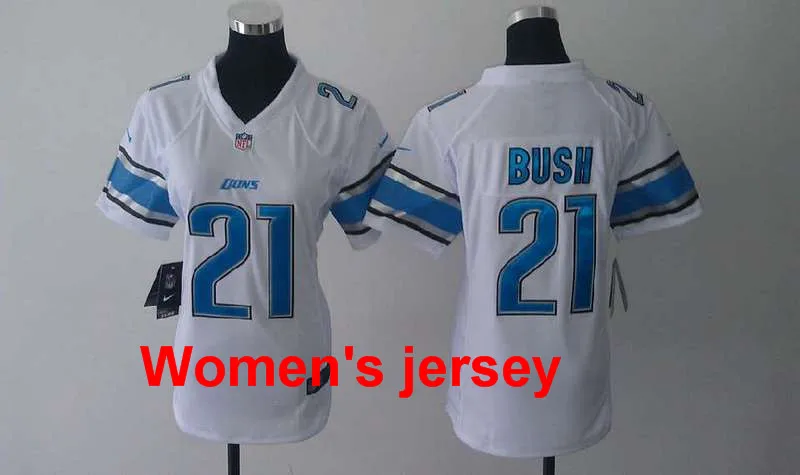 A+++ для женщин и девушек все сшитые Detroit s ladies 9 Matthew Stafford 21 Ameer Abdullah 81 Кельвин Джонсон Вышивка Логотипы Джерси - Цвет: Бежевый