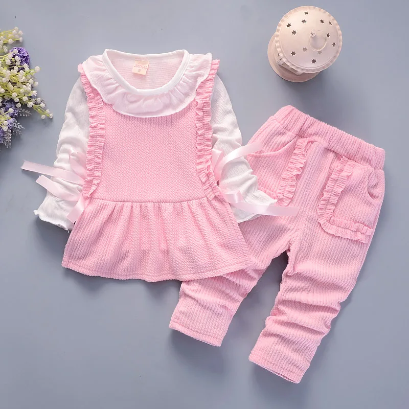 

Newborn Baby Girls Autumn Clothes Set Children Outfits Long Sleeve Cotton Bow Sweatshirt + Pants 2pcs Kids Girl Clothes Set
