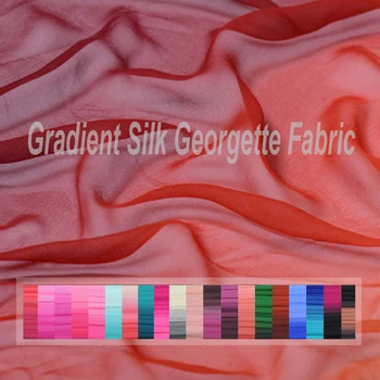 

110CM 8MM Thin Gradient Silk Georgette Fabric for Summer Dress Blouse Skirt Shirt Scarf J091