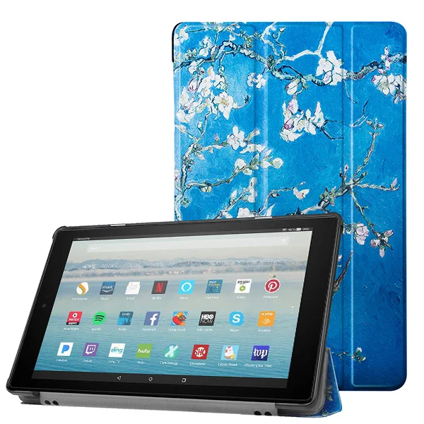 Plum blossom Кожаный чехол для amazon kindle fire HD 10 Магнитный Тонкий чехол для kindle fire 10 - Цвет: Plum blossom