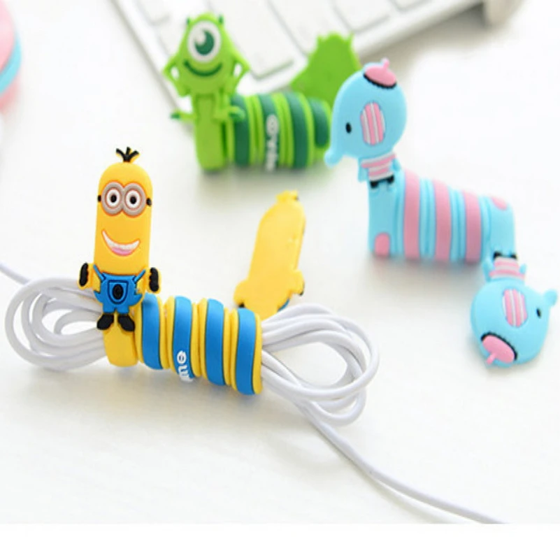 

2Pcs Cartoon Winder Cable Protector Wire Cord Organizer Earphone Data Line Collation Management Clip For USB Charging Cable