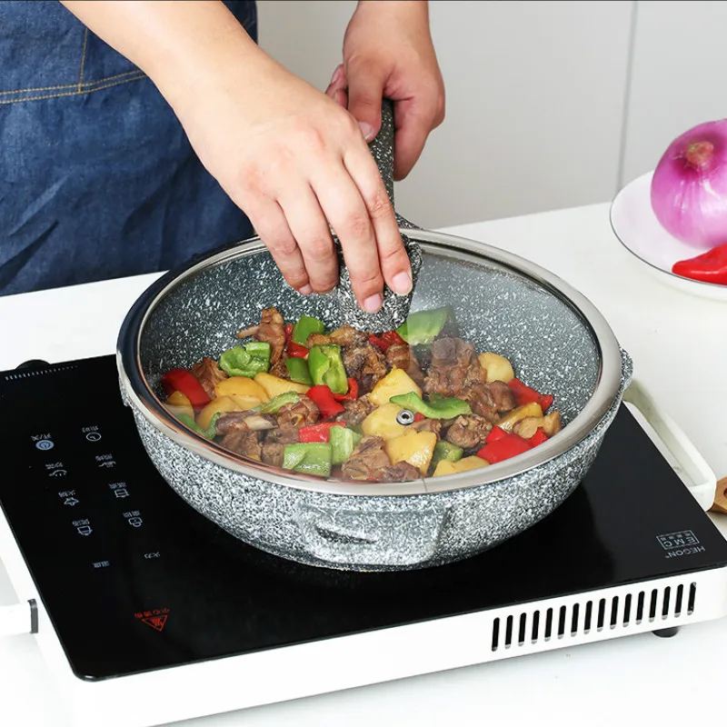 

Non-stick pot household frying pan induction cooker smokeless thickened induction egg pan Aluminum Alloy Germany