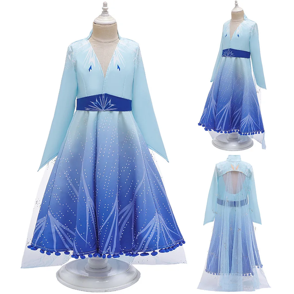

New Elsa Dress Girls Summer Dress Princess Anna Cosplay Costume Dresses For Girl Princess Vestidos Menina Dress Perform Clothes
