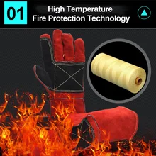 1 пара износостойкие безопасные перчатки из искусственной кожи для барбекю, жаростойкие противопожарные защитные перчатки для обрезки, мягкие перчатки для сварки