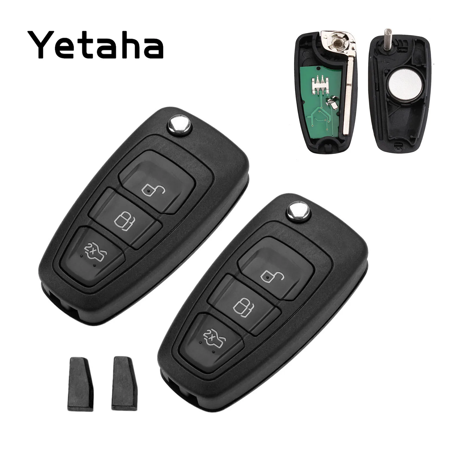 Yetaha 2 шт. дистанционный ключ для Focus Mk1 Mondeo Transit Connect 3 кнопки 433 МГц Автомобильный с