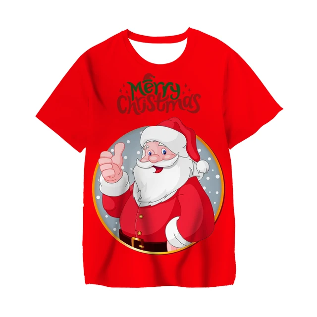 Baby Girl Cartoon Christmas Tree Printed Child T-shirt Short Sleeve Top Boys Fashion Santa Claus Kids Merry Christmas Clothes TX-040451