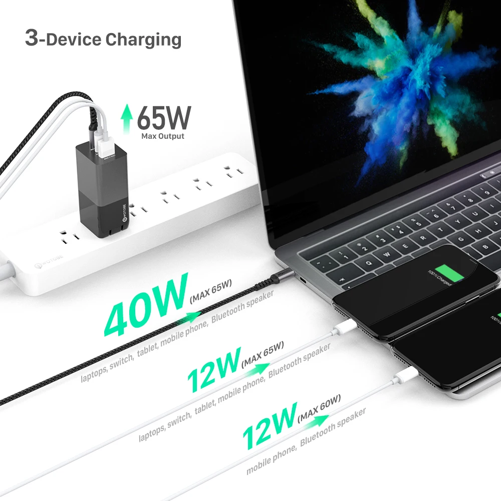 3port GaN MiNi USB C Power Adapter PD65W/45W/25W/18W QC3.0/PPS Charging for TYPE C laptops iphone13/12 Por/11/SE Note 10/S20/S10 12 v usb