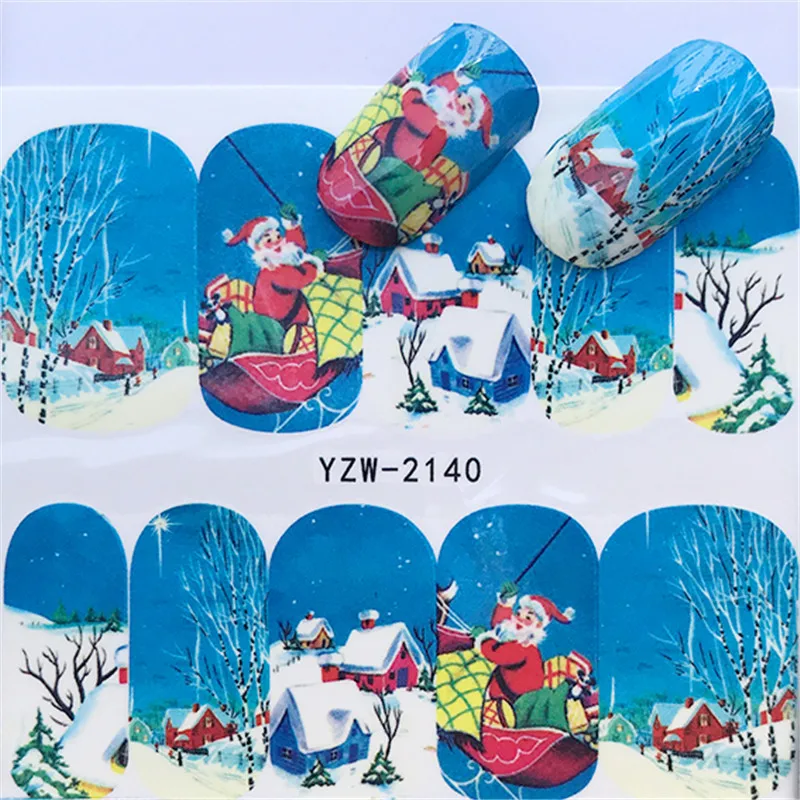 1 шт стикер для ногтей художественное украшение слайдер веселая Рождественская елка шляпы клейкие Водные Наклейки маникюрный лак аксессуары лак фольга