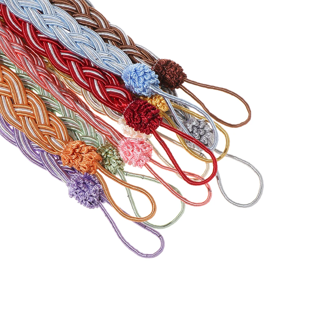 Braided Satin Rope Simple Curtain Tie Backs Tiebacks Hold Backs Curtain Voile Strap Home Decorations 2 PCS curtain accessories curtain tiebacks