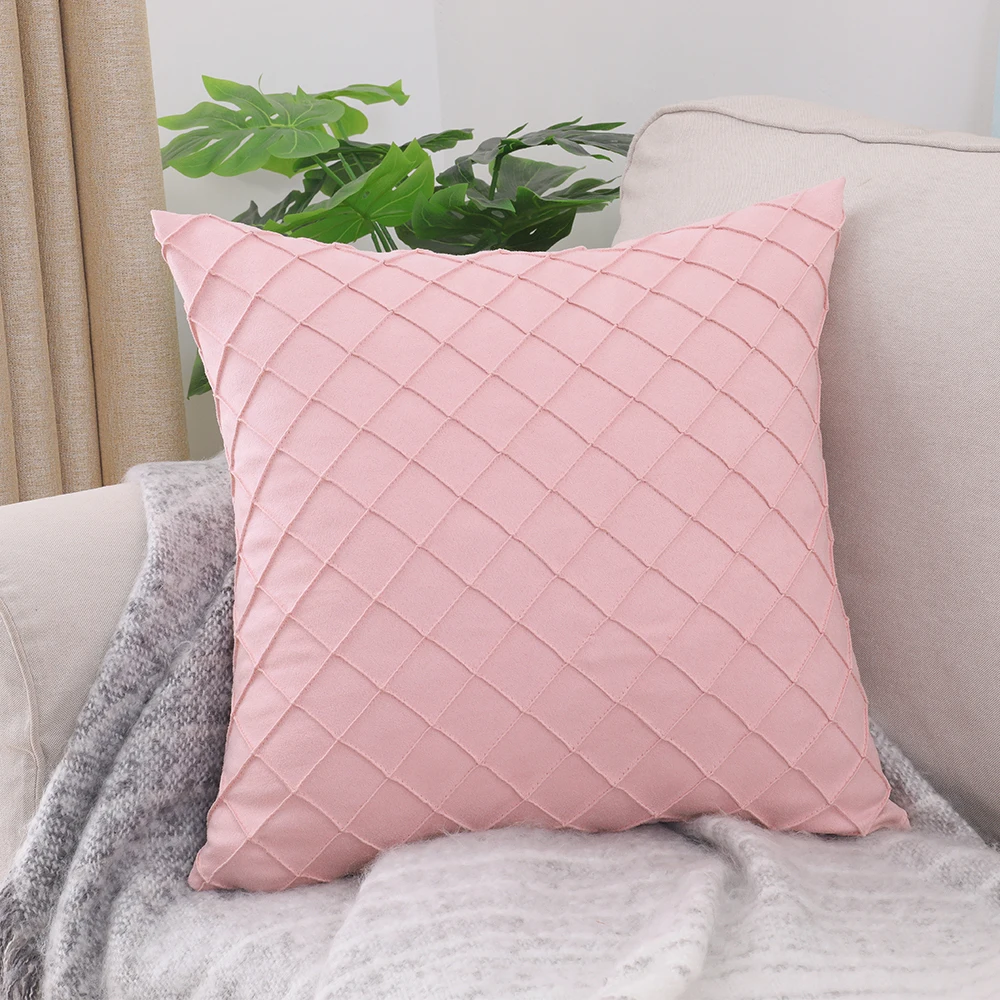 1pc Pink Sofa Seat Cushion Cover, Simple Embossed Design Sofa Cushion Cover  For Household