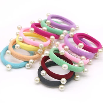 

40/50Pcs Pearls Beads Headbands Ponytail Holder Scrunchies Vintage Elastic Hair Bands for Women Rubber Rope Girls Headwear