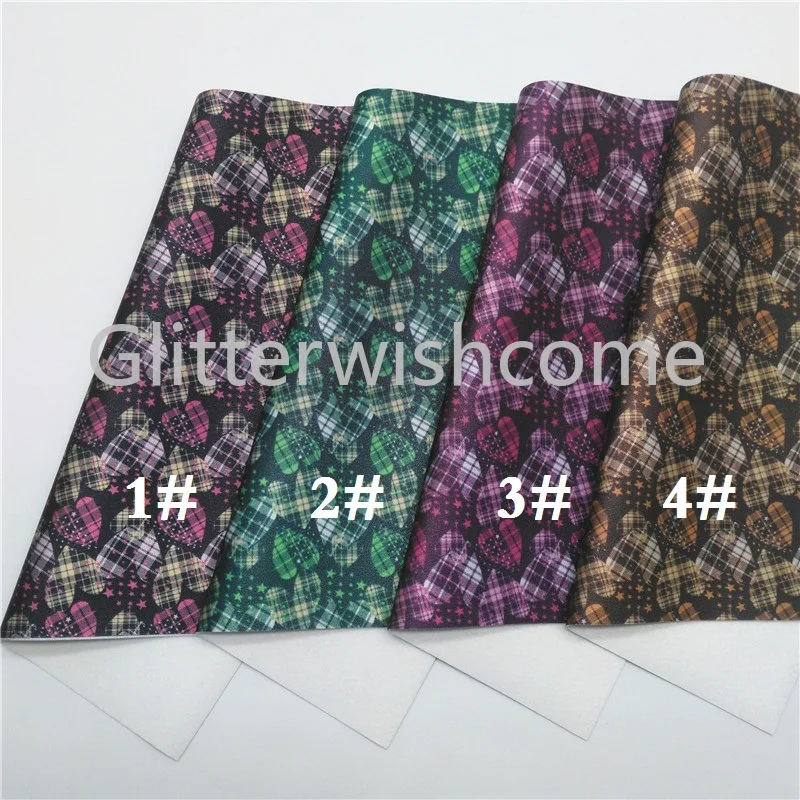 Glitterwishcome 21X29 см A4 Размер сердечки напечатаны синтетическая кожа, Валентина искусственная кожа ткань винил для бантов, GM611B