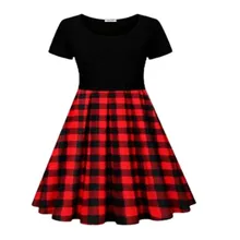 Платье в клетку с буйвол платье в клетку для девочек рождественское платье в клетку красное, черное рождественское платье на День святого Валентина для маленьких девочек