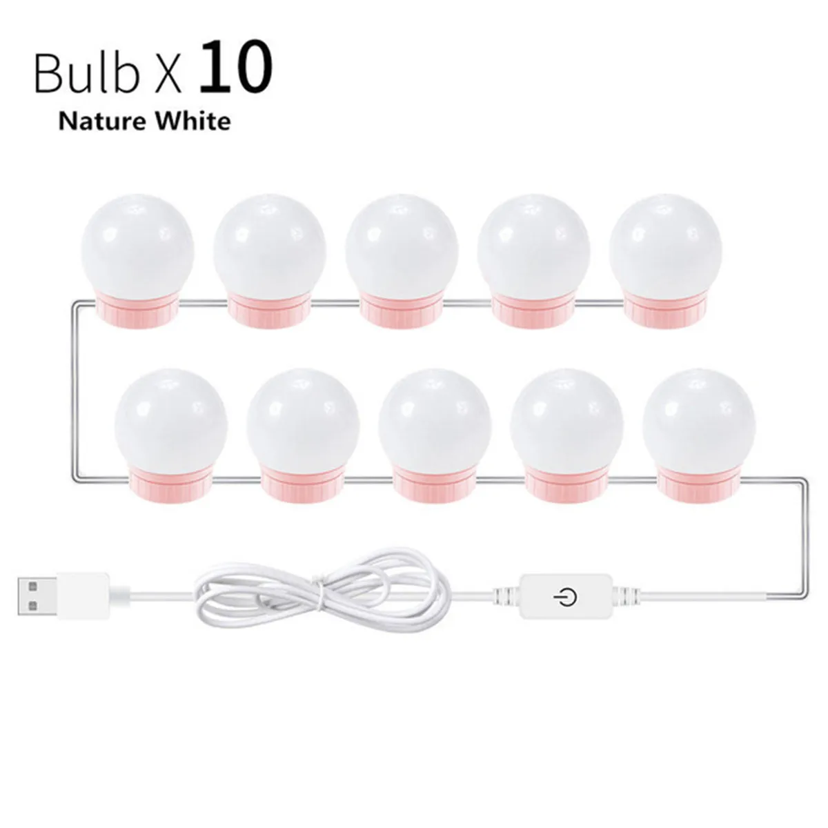 10 Bulbs Pink USB СВЕТОДИОДНЫЙ светильник для макияжа, настенный светильник для красоты 2, 6, 10, 14 ламп, комплект для туалетного столика, бесступенчатый светильник с регулируемой яркостью, голливудский туалетный зеркальный светильник - Цвет абажура: 10 Bulbs Pink