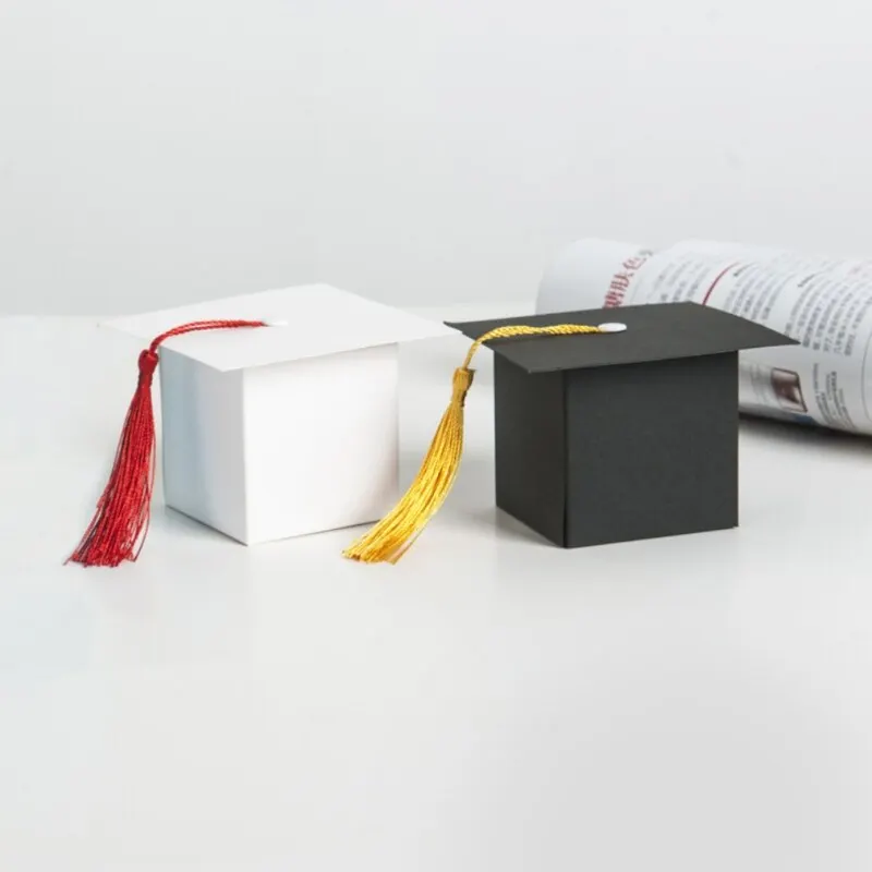 

50 Pieces Candy Boxes Bachelors Hat Design Candy Gift Party Boxes Unique Bachelor's Hat Design For Graduation