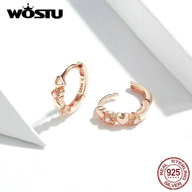 Женские серьги кольца WOSTU из стерлингового серебра 925 пробы с черным фианитом в