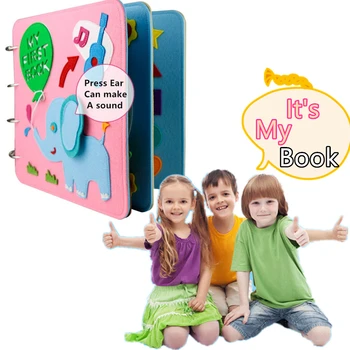 

DIY Craft Kit Cute Elephant Cover Pictures Book Early Education Handmade Sewing Quiet Book Free Cutting Craft Kits For Children