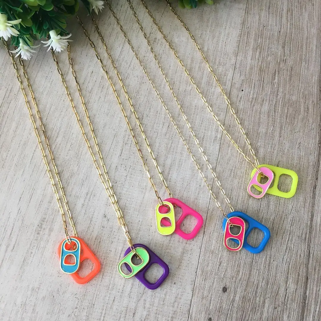 Enamel Tab Necklace Charm Soda Pop Tab Necklace Soda Cans Necklace