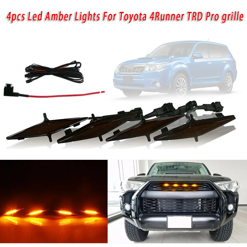 4 шт. Автомобильный светодиодный светильник янтарного цвета для Toyota 4runner