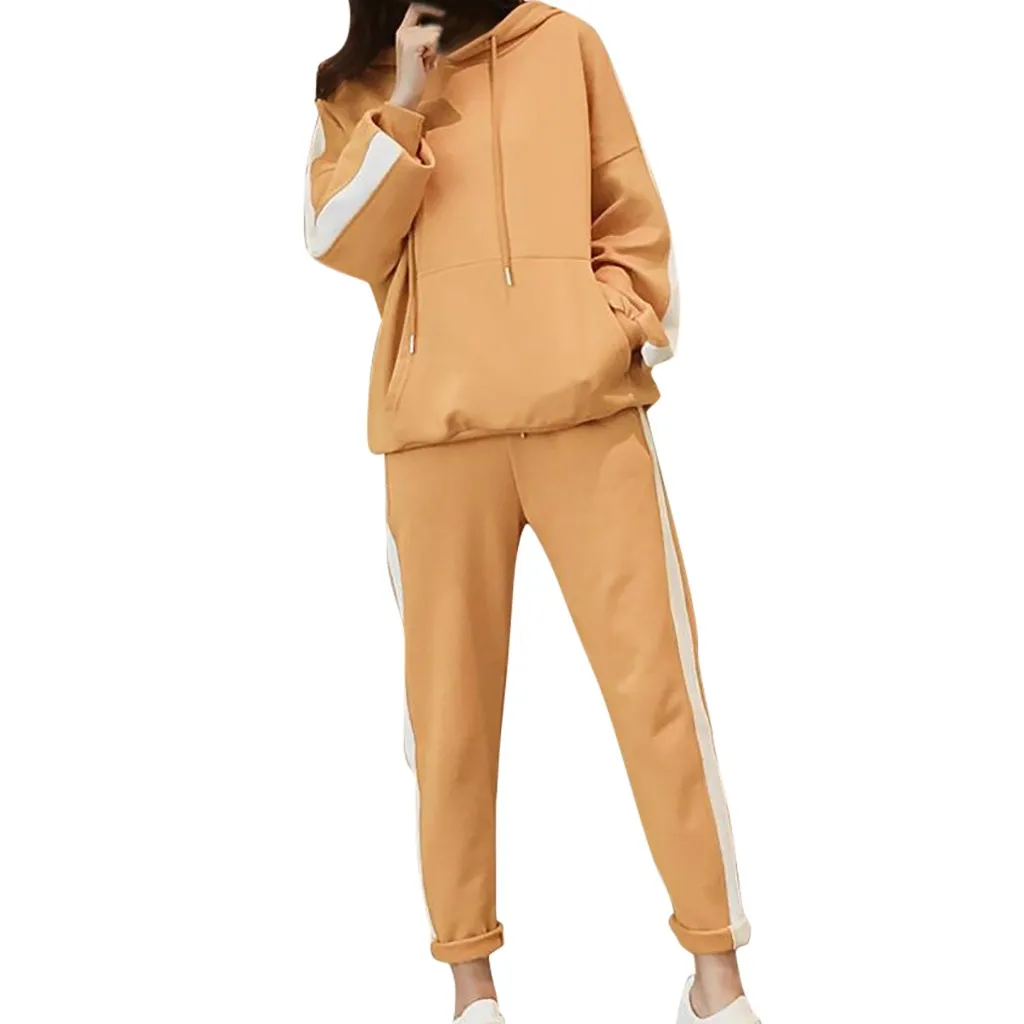 

Ladies casual knitted suit Women Long Sleeve Split 2 Piece Set Casual Long Pants Casual Outfit Sportswear