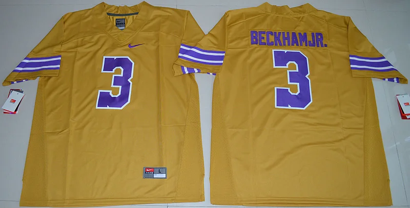 Новое поступление, высокое качество, LSU Tigers Odell Beckham Jr. 3, ограниченная серия, футболка-гридирон