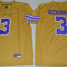 Новое поступление, высокое качество, LSU Tigers Odell Beckham Jr. 3, ограниченная серия, футболка-гридирон