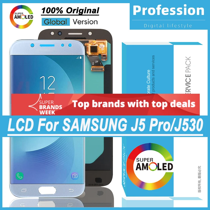 Super AMOLED графический сенсорный ЖК-дисплей для Samsung Galaxy J5 Pro 2017 J530 J530F J530FM SM-J530F J530G/DS