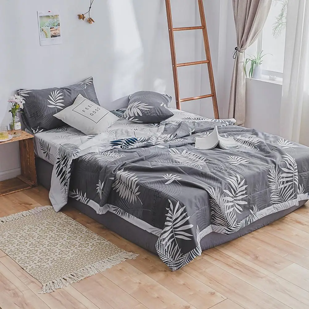 IdealHouse, модное, хлопковое, серое, с принтом в виде листьев, летнее одеяло, Стёганое одеяло для комнаты