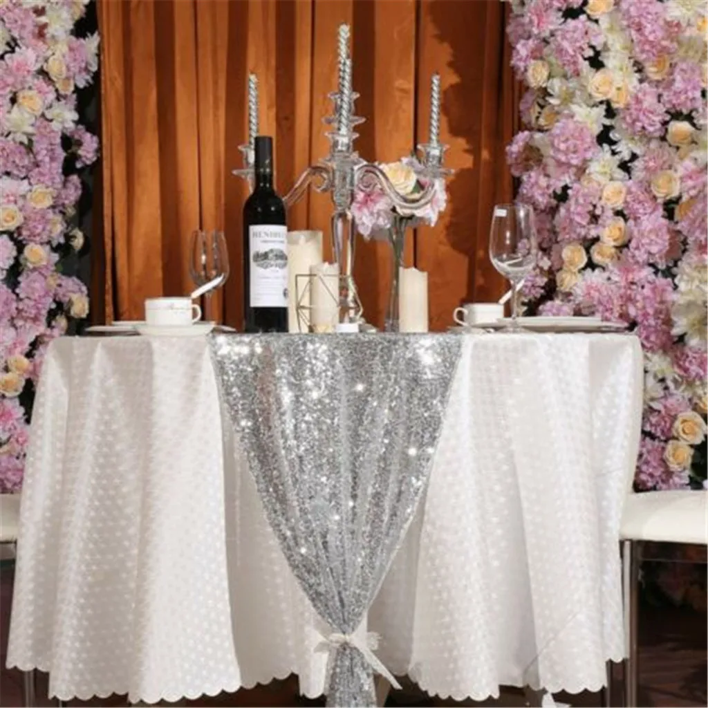 Sequin Table Runners Glitter Sparkle Glam Gold Silver Rose Tableclothes for Party Table Cloth Weddings Decoration Table Runners