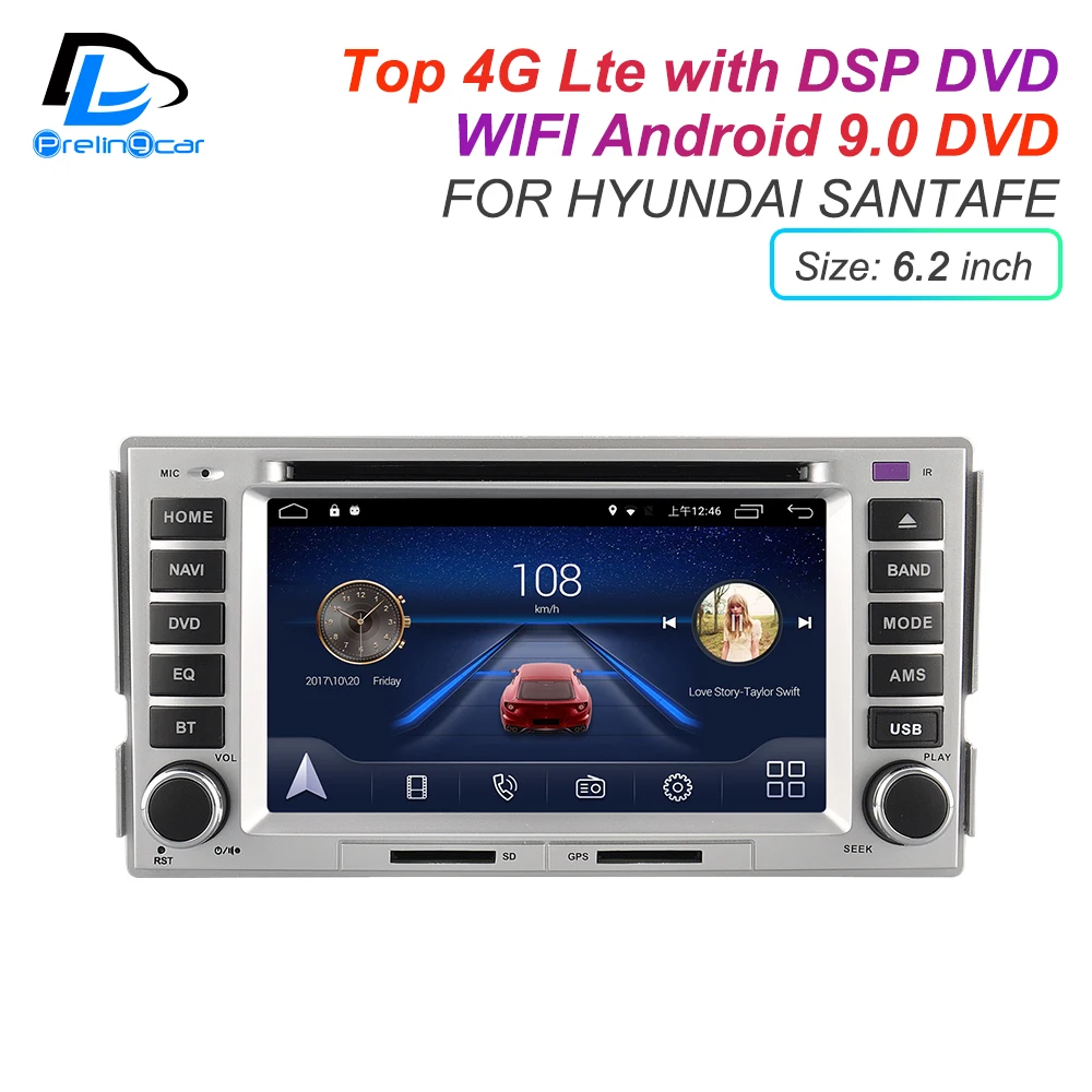 IPS экран DSP sound Android 9 0 2 DIN 4G Lte радио для hyundai santa fe GPS DVD плеер стерео