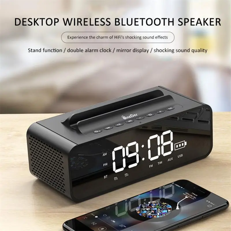 Беспроводной Bluetooth динамик V06 с будильником 10 Вт портативный стерео сабвуфер HiFi