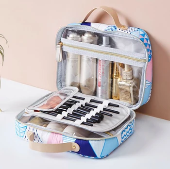 

Portable Cosmetics Storage Makeup Bag Double Layer Transparent Wash Bag Makeup Bag Luggage Organizer