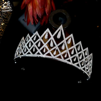 

ASNORA European Luxury AAA Headdress CZ Crown Classic Water Drop Queen Crown Design Bridal Headband Hair Accessories Jewelry