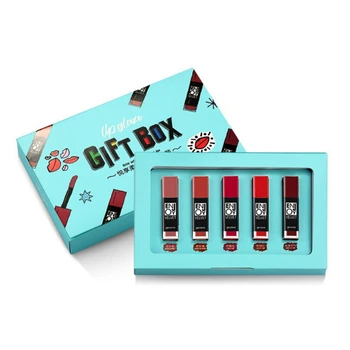 

5 Colors Matte Lip Gloss Set Velvet Liquid Lip Tint Kit Lipsticks For Valentine's Day Long-lasting Red Color Series Lips Makeup