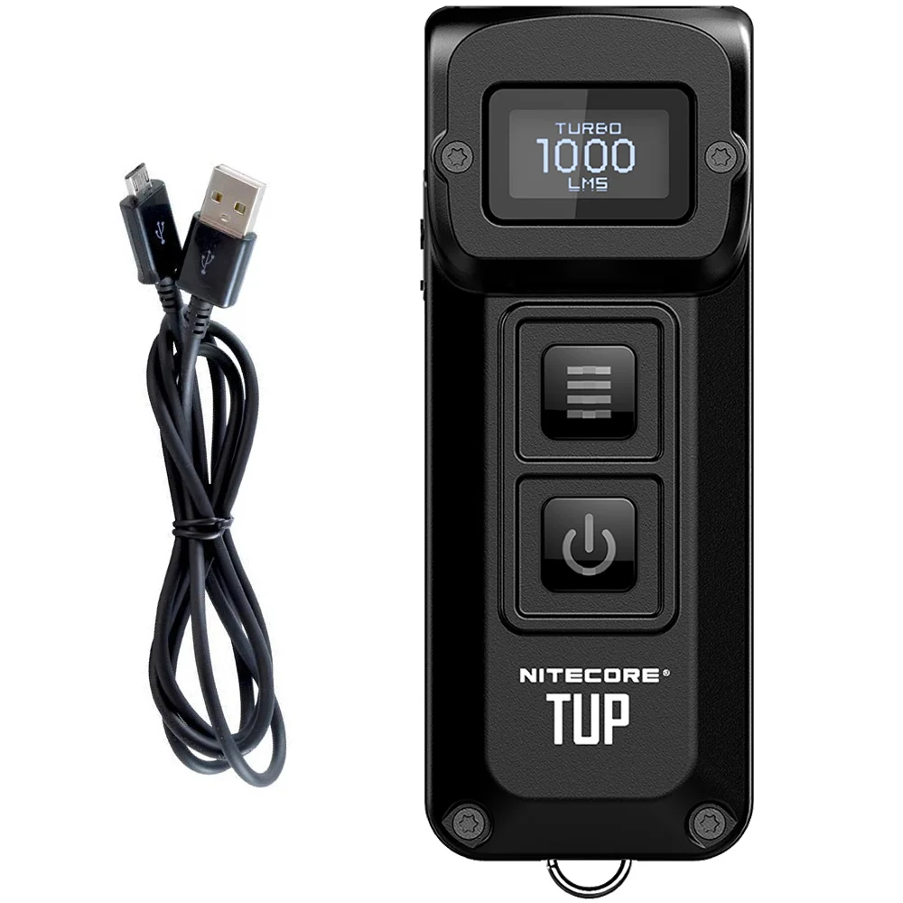 Black NITECORE TUP с USB зарядным кабелем 1000 LMs металлический брелок из нержавеющей стали светильник EDC флэш-светильник - Испускаемый цвет: Black