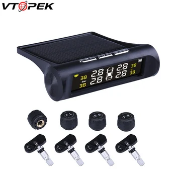 

Vtopek Car Solar Tpms Tire Pressure Monitor Wireless HD Colorful Digital LCD Display Auto Security Alarm Systems with 4 Sensor