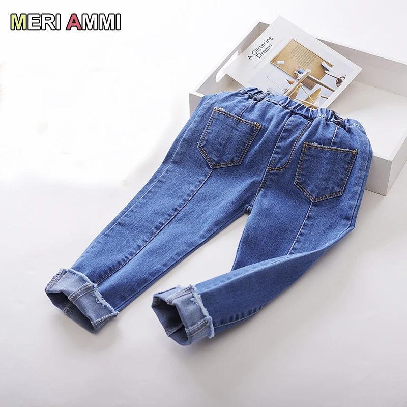 MERI AMMI/Детские джинсы с героями мультфильмов для девочек джинсовые штаны, брюки спортивные штаны для мальчиков и девочек возрастом от 2 до 7 лет