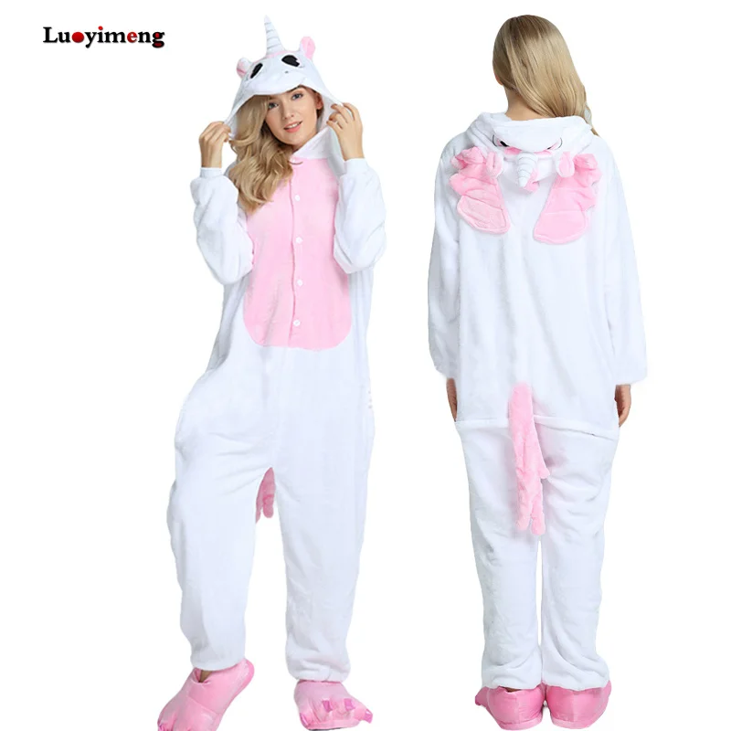 pink unicorn Новинка, верхняя одежда для детей с рисунком в виде единорога Пижама для взрослых; зимние пижамы кигуруми Стич», «панда» пижамы "Пикачу" Для женщин Onesie аниме костюмы комбинезон - Цвет: pink unicorn