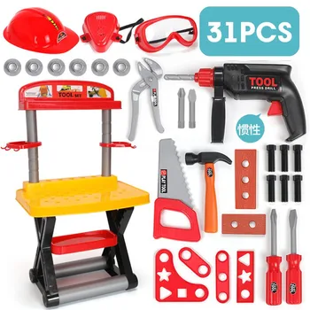 

21-49pcs Kids Toolbox Kit Educational Toys Simulation Repair Tools Toys Drill Plastic Game Learning Engineering Puzzle Toys