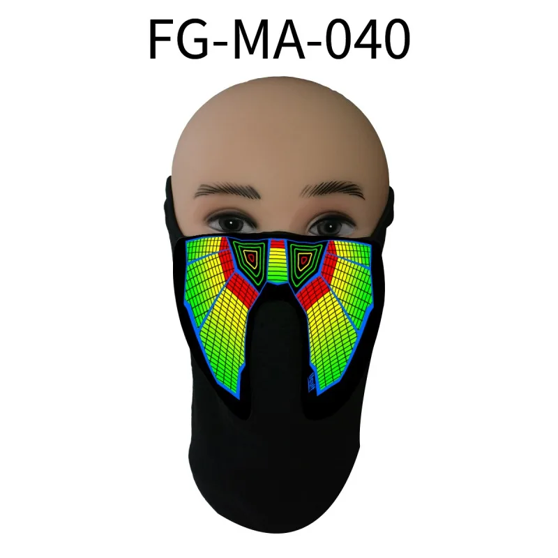 F LED Masks LED Light Up Party Terror Masks Halloween Cold Light Helmet Fire Festival Party Glowing Dance Night Party Decor New - Цвет: F