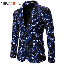 Новинка, мужской блейзер с 3D цветочным принтом, фирменный, на одной пуговице, мужской повседневный Блейзер, пиджак, костюмы, вечерние, для сцены, Trajes De Hombres De Fiesta