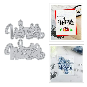 

2020 New 2pcs Winter Letter Words Metal Cutting Dies Scrapbooking For DIY Making Embossing Decorative Paper Circle Stencil Cards