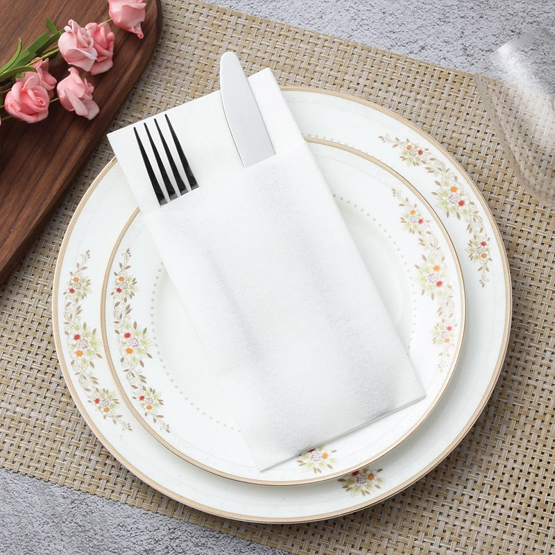 100PCS Disposable White Napkins Linen Feel Guest Hand Towels White