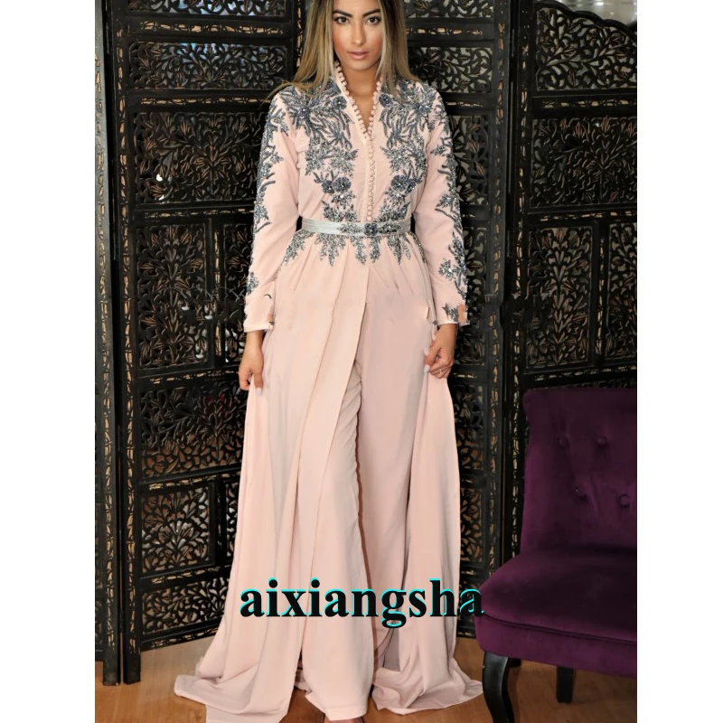 Румяна Aixiangsha Марокканское платье-кафтан костюм с аппликацией для выпускного